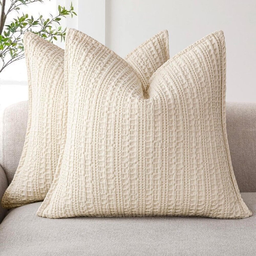 Throw Pillow Covers Oatmeal 22" Set of 2